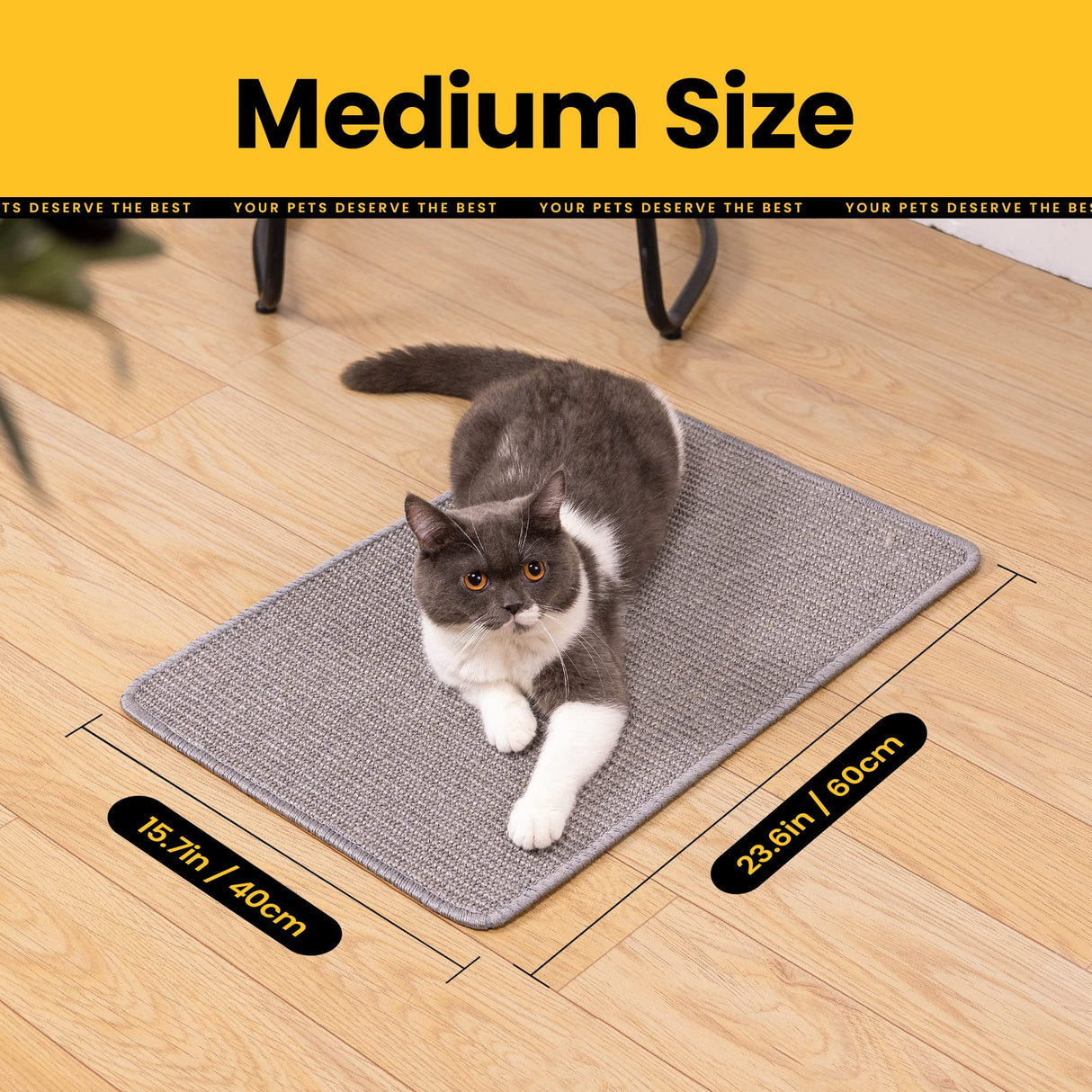 Conlun Cat Scratcher Mat,Natural Sisal Cat Scratch Pad,Horizontal Floor Cat Scratching Pads Rug for Indoor Cats Grinding Claws Nails,Cat Furniture Protector for Couch & Carpets & Sofas