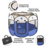 Pop-Up Pet Playpen - Indoor and Outdoor Dog Pen with Carrying Case - Portable Pet Enclosure for Dogs, Cats, and Other Small Animals by PETMAKER (Blue)