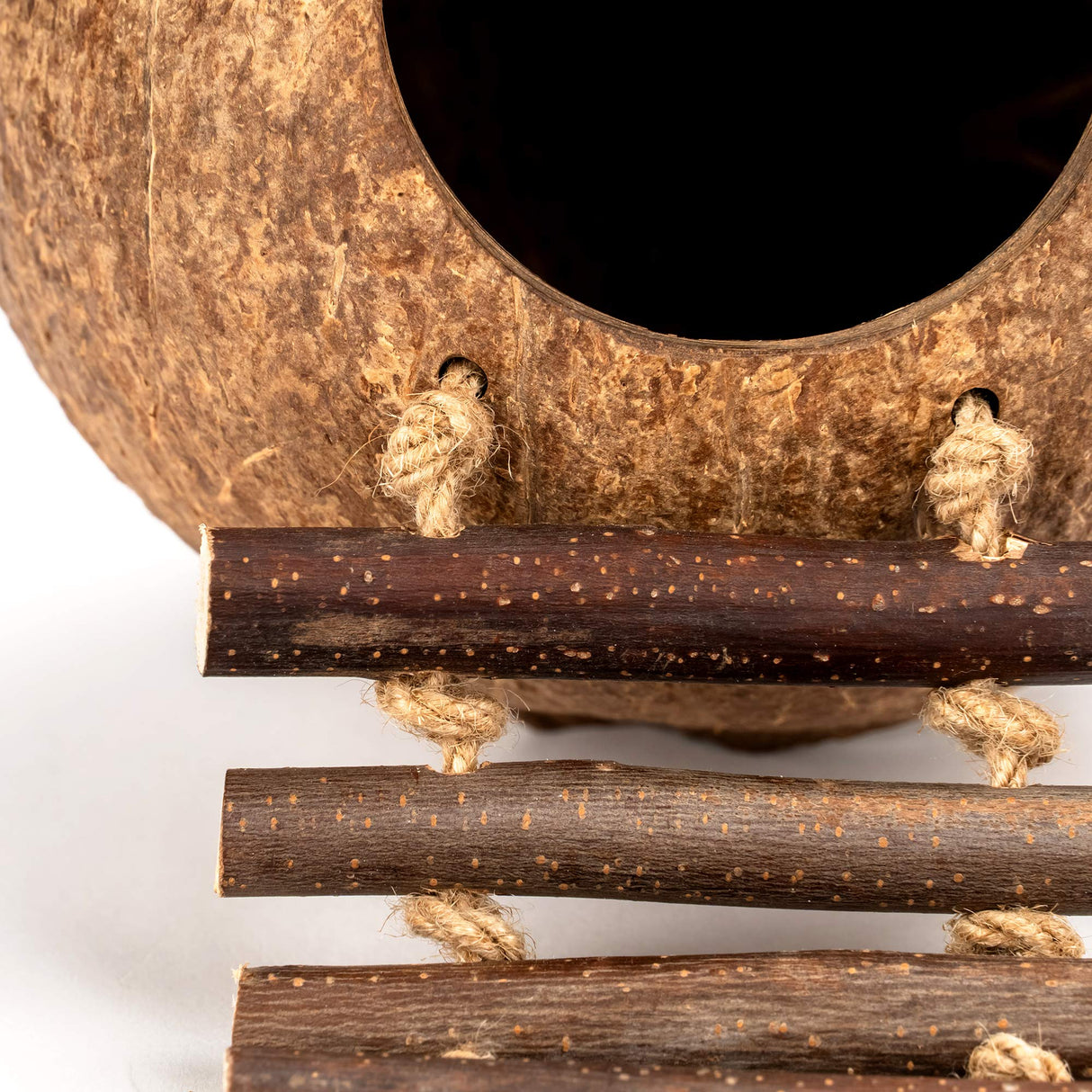 andwe Coconut Bird Nest Hut with Ladder for Parrots Parakeet Conures Cockatiel - Small Animals House Pet Cage Habitats Decor