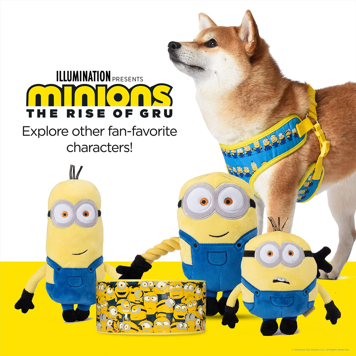 Minions Dog Harness, Large, Blue Minions in a Row | Comfortable Mesh No-Pull Dog Harness| Gifts for Minions Fans and Their Pets | Officially Licensed Pet Product from Universal Studios