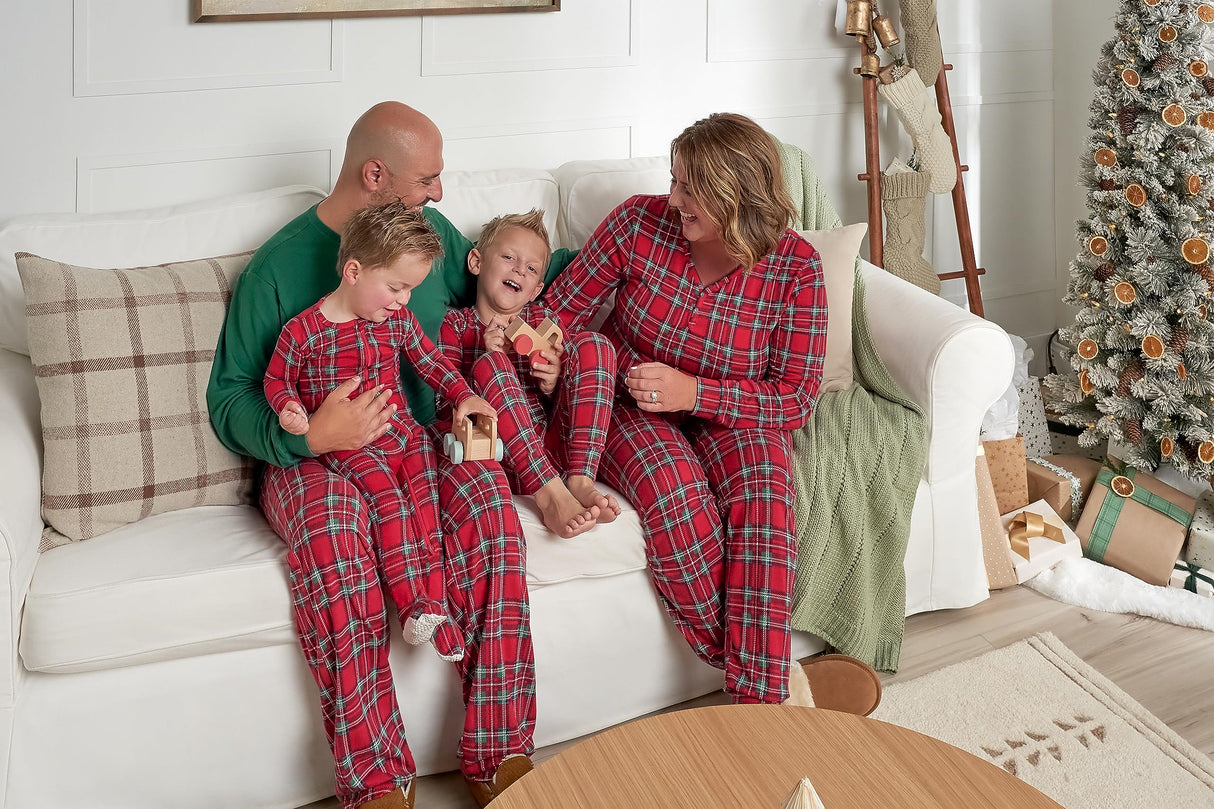 Gerber Baby Pet-1 Piece Holiday Family Matching Pajamas, Red Stewart Plaid, XSmall-Small