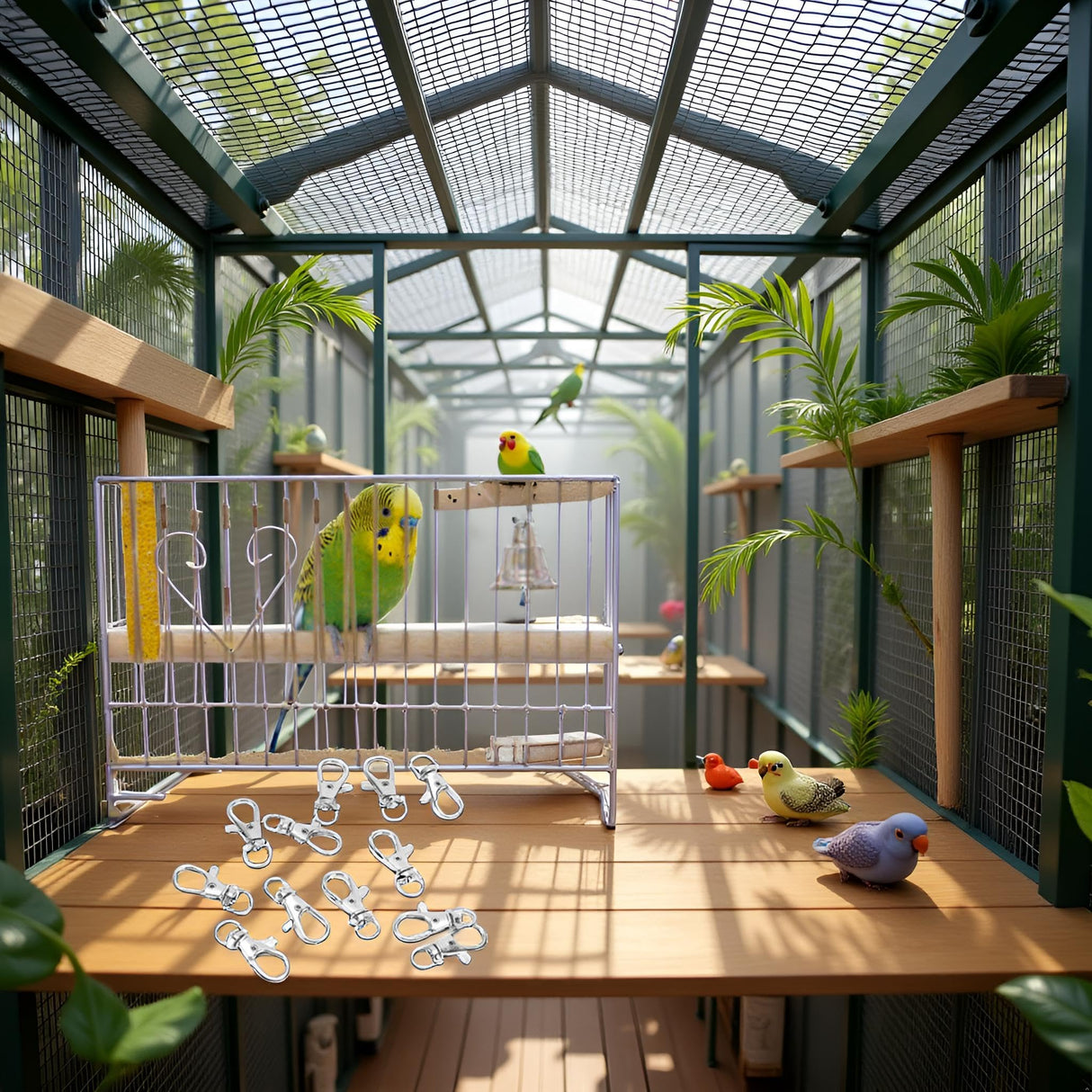 Pssopp 12Pcs Pet Birds Cage Metal Hook Clip, Iron Anti Escape Pet Bird Cage Door Buckle Lock Claw Snap Hook for Home Use Pet Supplies