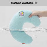 MEWOOFUN U-Shaped Orthopedic Pet Pillow - 10.6x9.8 Inch Fluffy Support For Cats & Puppies, Joint Relief & Improved Sleep Blue