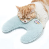 MEWOOFUN U-Shaped Orthopedic Pet Pillow - 10.6x9.8 Inch Fluffy Support For Cats & Puppies, Joint Relief & Improved Sleep Blue