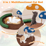 Mushroom Cat Bed Cat Claw Scratcher With Wide Bed And Sisal Scratch Panel