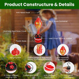 1Pc Glass Hummingbird Feeder 33OZ Hand Blown Hummingbird Feeder With 5 Flower Feeding Port Perch Ant Moat Hanging Hook S Hook Hemp Rope Cleaning Brush For Garden Decor