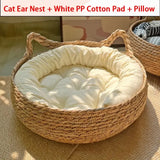 Woven Summer Cat Bed with Removable Cover