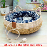 Woven Summer Cat Bed with Removable Cover