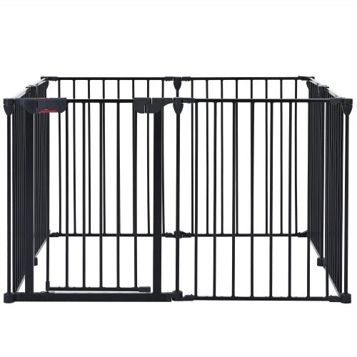 200 Adjustable Safety Gate 8 Panels Play Yard Metal Doorways Fireplace Fence Christmas Tree Fence Gate For House Stairs Gate Prohibited Area Fenc