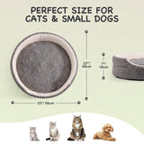 Mewoo Washable Pet Bed For Small Dogs & Cats - 23x23x7 Inch Orthopedic Dog Bed With Non-Slip Bottom, Plush Round Bed For Puppies & Indoor Kittens, Grey