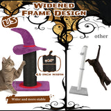Wizard Hat Cat Scratching Post With Spring Ball Toy For Indoor Cats, Halloween Spooky Cat Scratcher, Purple
