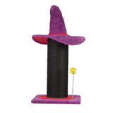 Wizard Hat Cat Scratching Post With Spring Ball Toy For Indoor Cats, Halloween Spooky Cat Scratcher, Purple