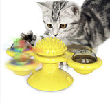 Cat Entertainment Set- Interactive Rotating Disk, Feather Teasers, Tumbler, Windmill Toy - Keeps Cats Active & Engaged