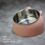 Stainless Steel Dog Bowl Double Bowl Cervical Protection Oblique Mouth Hot Pet Food Basin Supplies