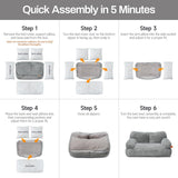 MEWOOFUN Plush Cat Bed For Indoor Cats - Washable 26x19x13 Inch Pet Couch With Non-Slip Bottom, Fluffy Small Dog Bed For Puppies & Kittens, Blue