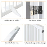 27.6 Height Tall Freestanding Pet Gate, 4 Panels Foldable Dog Gate, Solid Wood Folding Safety Fence Wooden Dog Gate With 2 Pcs Support Feet Ideal For Stairs, Doorways, Halls, Kitchens, Heavy Duty Gat