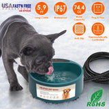 1Pc Heated Water Bowl For Dog Cat 74.4OZ Heating Water Dish IP67 Waterproof Thermal Water Bowl Heated Pet Bowl Dog Cat Water Feeder Bowl For Dog Cat Rabbit Pet