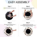 MEWOOFUN Donut Cat Bed For Indoor Cats - 23 Inch Round Washable Pet Bed With Non-Slip Bottom, Plush Fluffy Small Dog Bed For Puppies & Kittens, Black Dot