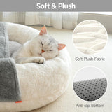 MEWOOFUN Enclosed Cat Bed Cave - Washable Pet Bed With Blanket & Non-Slip Base For Cats & Small Dogs 22'' X 22'', White