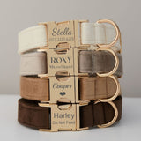 Multiple Colour Velvet Personalise Dog Collar Leash Set With Bow