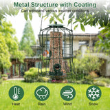 1Pc Outdoor Wild Bird Feeder Squirrel-Proof Chew-Proof Metal Hanging Seed Feeder With 4 Feeding Port For Small Songbirds