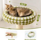 Mewoo Cat Scratching Post & Bed - 2-in-1 Small Cat Tower With Sisal Scratcher And Ball Track Toys Green, Medium
