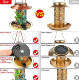 Solar Bird Feeder For Outdoors Hanging, Metal Wild Bird Feeder For Cardinals Solar Garden Lantern With S Hook As Gift For Bird Lovers