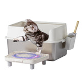 Stainless Steel With Plastic, Buckle Style With Shovel, Foot Pad, White Litter Box