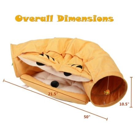 Cat's Telescopic Tunnel Cushioned Bed Pet Nest Teasing Balls Zipper Connection Feline Supplies