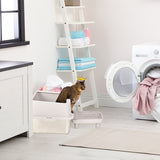 Stainless Steel With Plastic, Buckle Style With Shovel, Foot Pad, White Litter Box