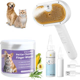Universal Pet Steam Brush For Cats And Dogs 3-in-1 Spray Hair Removal Comb With Waterless Shampoo And Ear Towel,Tiktok, Amazon, Walmart Banned
