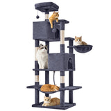 66 Inch Cat Tree Tower, Large Multi-Cat Climbing Extended Platform, Hammock, Pet House For Indoor Cats And Kittens Play