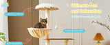 Solid Wood Cat Tree And Tower With Litter Box, Cat Scratching Board And Hammock For Indoor Large Cats